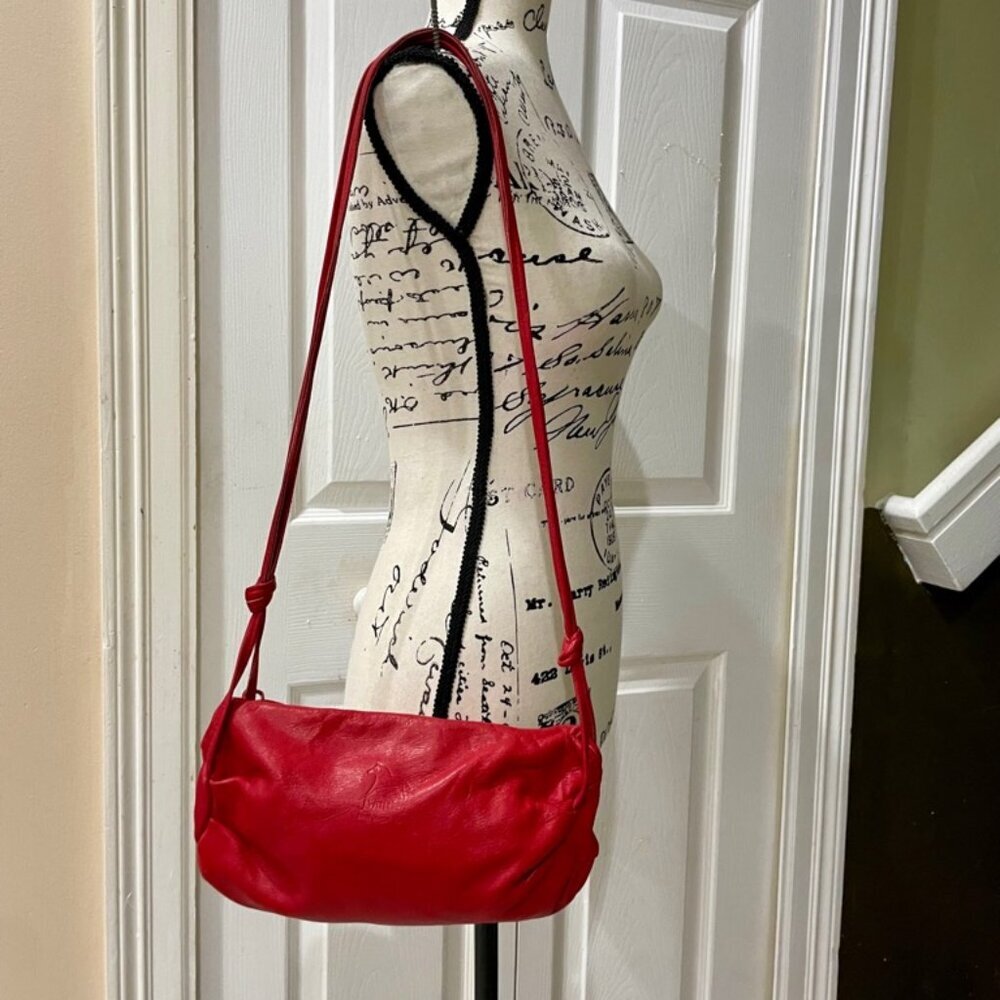 BOHO CHIC Y2K CROSSBODY BAG RED LEATHER MADE IN USA JWM DERR BEND OREGON ICONIC - Picture 6 of 16